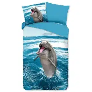 Droomtextiel Dekbedovertrek Kinderen Flipper Dolfijn 140x200/220 cm + 1 Kussensloop - 100% Zacht Katoen