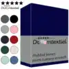 Droomtextiel Dubbel Jersey Hoeslaken Navy Blauw Eenpersoons 90x200 cm 100% Katoen - Hoge Hoek - Heerlijk Zacht - Strijkvrij - Rondom elastiek - Stretch - Dubbel Dikke Kwaliteit -