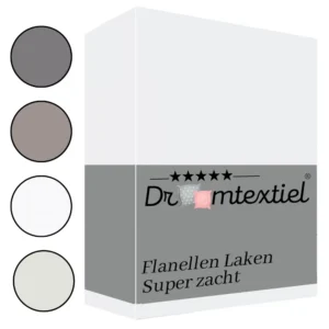 Droomtextiel Flanellen laken Wit - Lits-Jumeaux 240x270 cm - 100% Katoen - Heerlijk Warm - Super Zacht -
