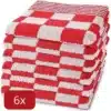 Droomtextiel Geblokte Keukendoeken Rood - Wit 6 Stuks - 100% Katoen - 50x50cm - Horecakwaliteit