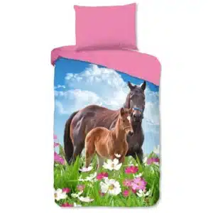 Droomtextiel Kinderdekbedovertrek Dora Paarden 140x200/220cm - 100% Zacht Katoen