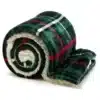 Droomtextiel Luxe Bank Plaid Larsson Groen - Zwart 150 x 200 cm - Fleece Deken - Super Zacht - Warm en Donzig - Teddy Plaid