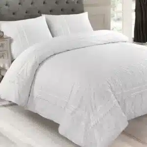 Droomtextiel Papillon Dekbedovertrek Parma Broderie Wit Lits-Jumeaux 240-200/220 cm - Rondom afgewerkt met kant - Hoogwaardige Percale Katoen