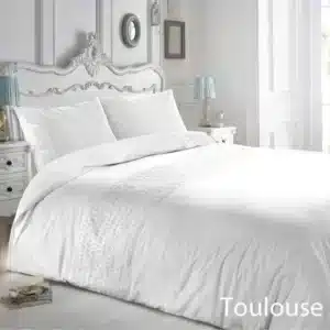 Droomtextiel Papillon Dekbedovertrek Toulouse Wit Eenpersoons 140-200/220 cm - Zeer Hoogwaardige Percale Katoen Super Zacht