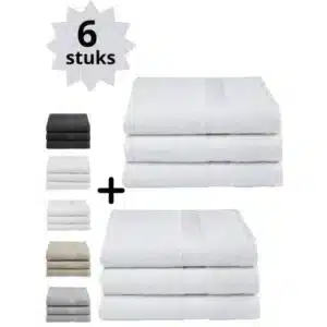 Droomtextiel® Luxe Badhanddoeken Wit 70x140 cm 6 Stuks Pure Katoen Heerlijk Zacht