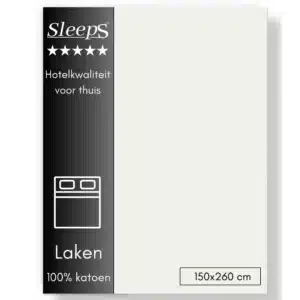Sleeps Lakens Katoen Ivoor - 1 Persoons 150 x 260 cm - 100% Katoen - Hoogwaardig Hotelkwaliteit - Heerlijk Zacht