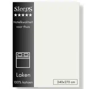 Sleeps Lakens Katoen Ivoor - Lits-Jumeaux 240 x 270 cm - 100% Katoen - Hoogwaardig Hotelkwaliteit - Heerlijk Zacht
