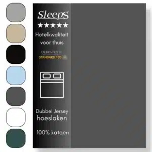 Sleeps Luxe Dubbel Jersey Hoeslaken Antraciet - 190 x 220 cm - 100% Hoogwaardige Katoen - Hoge Hoek -Perfecte Pasvorm