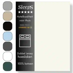 Sleeps Luxe Dubbel Jersey Hoeslaken Crème - 90 x 200 cm - 100% Hoogwaardige Katoen - Hoge Hoek - Strijkvrij