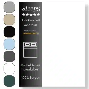 Sleeps Luxe Dubbel Jersey Hoeslaken Wit - 90 x 220 cm - 100%  Hoogwaardige Katoen - Hoge Hoek - Perfecte pasvorm