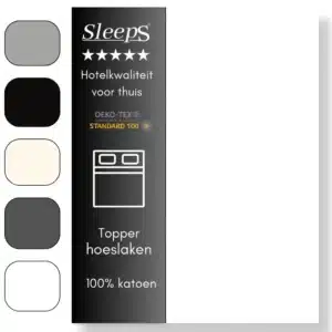 Sleeps Zacht Katoenen Topper Hoeslaken Wit 90x200 cm - Glad Katoen - Perfecte Pasvorm - Heerlijk Zacht