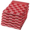 Droomtextiel Horeca Theedoeken Set Rood Wit - 6x Stuks 65x65cm  - Sneldrogend  Horecakwaliteit Geblokt  hoogwaardige kwaliteit
