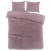 Roze geribbeld dekbedovertrek met kussens