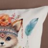 Kussenhoes met schattige vossenprint en bloemenmotief