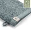 Groen washandje van gerecycled katoen met label