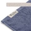 Blauwe handdoek, 70% gerecycled katoen, Oeko-Tex gecertificeerd.