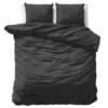 Droomtextiel Dekbedovertrek Katoen-Satijn Uni Zwart - 240x200/220cm - Hoogwaardige Kwaliteit Super Zacht