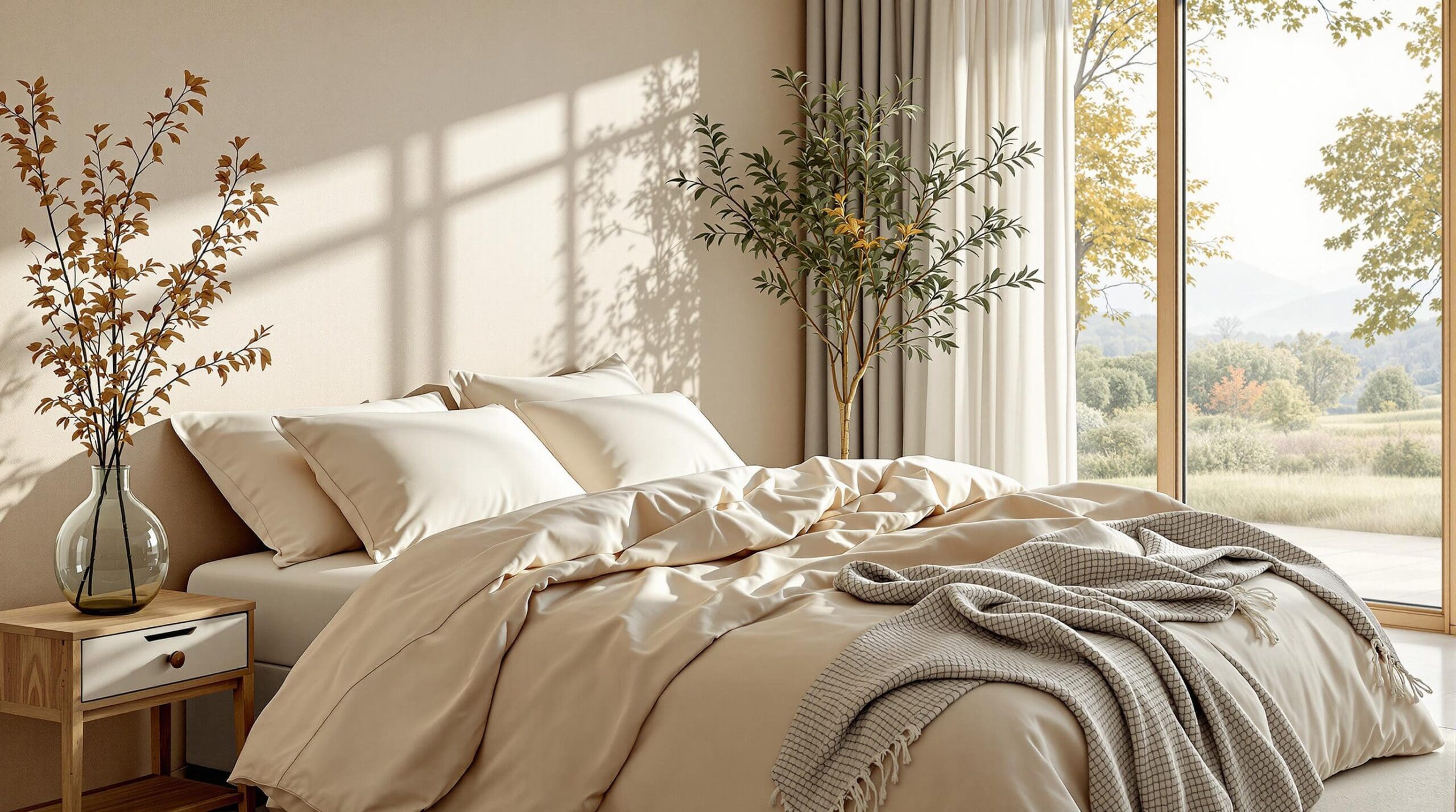 Luxe slaapkamer met ademend dekbedovertrek van natuurlijk katoen