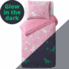 Droomtextiel Teddy Glow In The Dark Kinderdekbedovertrek Stars Unicorn Roze 140x200/220 cm - Super Zachte Kwaliteit