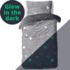 Droomtextiel Teddy Glow In The Dark Kinderdekbedovertrek Stars Grijs 140x200/220 cm - Super Zachte Kwaliteit
